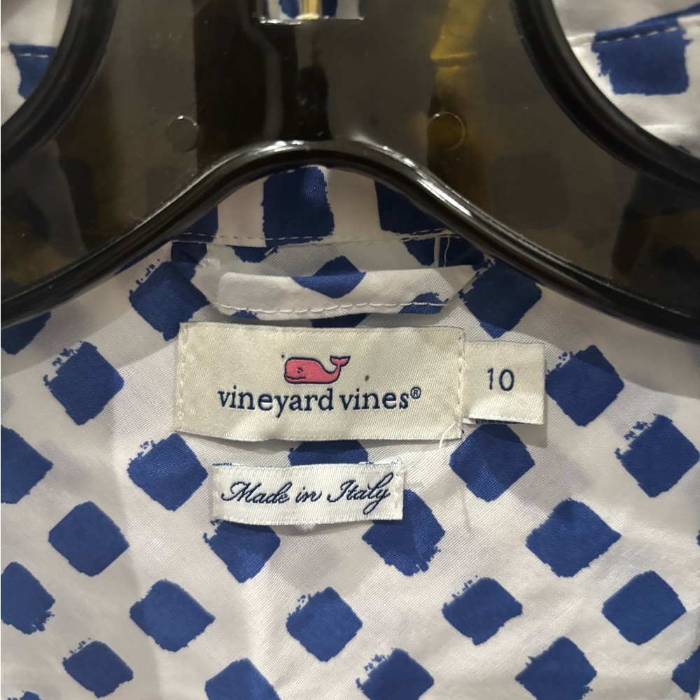 Vineyard Vines White Dress with Blue Square Print - Picture 3 of 3